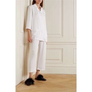 Sleeper Womens Sleep Lounge Button Up Shirt Top & Pants Pajama Set Size XL White